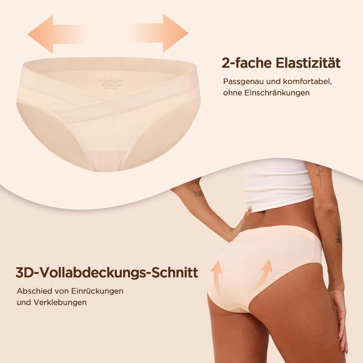 Umstandsunterhosen Damen Umstandsmode Baumwolle für Schwangerschaft und Wochenbett weich atmungsaktiv 6er Pack Postpartum Slip