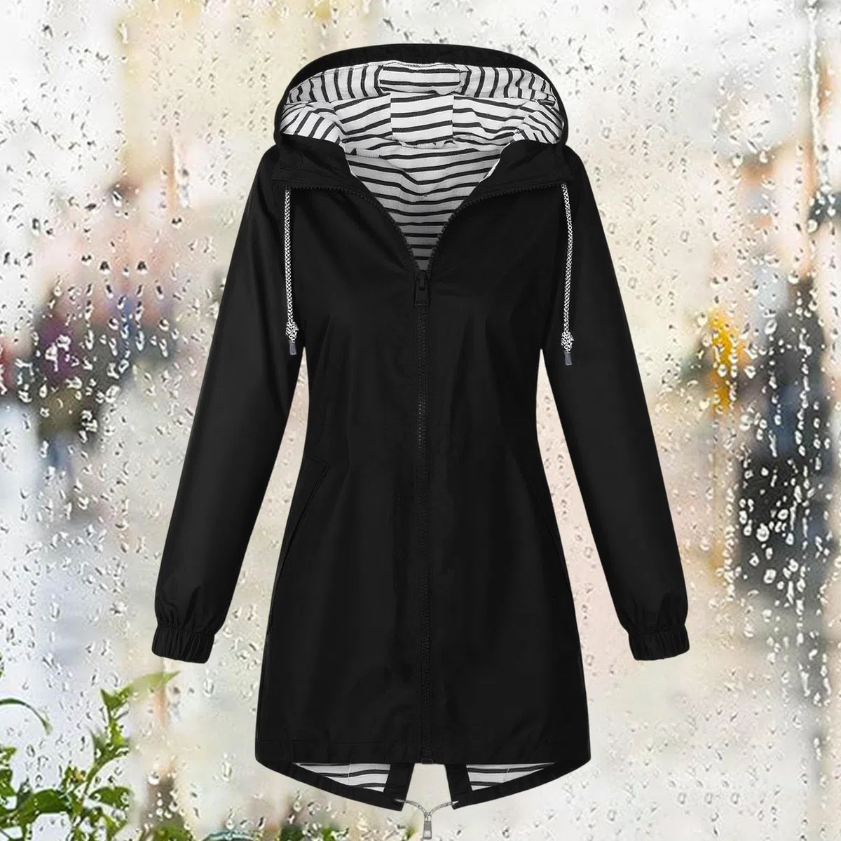Regenjacke Damen Wasserdicht Atmungsaktiv Regenmantel Leichte Übergangsjacke Softshelljacke für Damen Lang Windbreaker Fahrrad Jacke mit Kapuze Outdoorjacke Fahrradjacke (erhältlich In Übergröße)