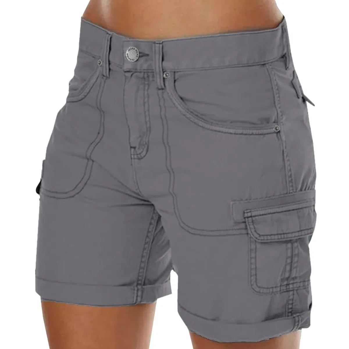 SKFLABOOF Cargo Shorts Damen Kurze Hose Damen High Waist Sommer Leicht Cargo Shorts Arbeitshose Elastische Taille Freizeitshorts Bequeme Strandshorts Wandershorts mit Taschen