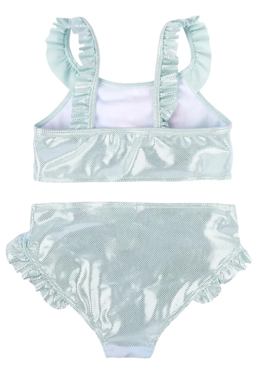 Disney Die Eiskönigin Bikini mit Rüschen für Mädchen - ELSA & Anna Frozen Kinder Zweiteiler Schwimmanzug Türkis