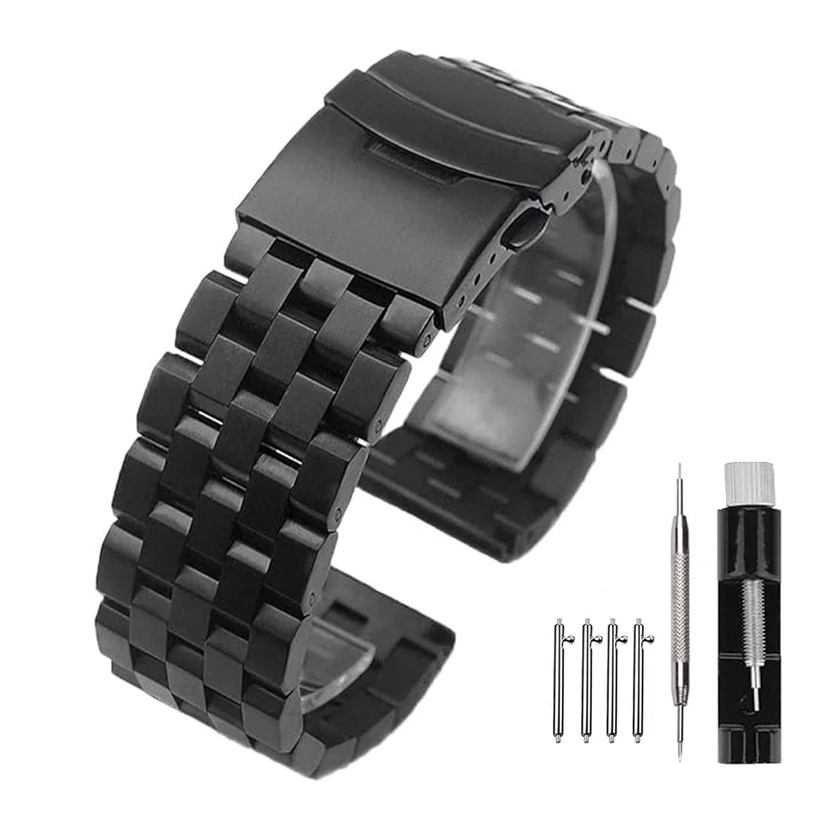 Kai Tian 18mm 20mm 22mm 24mm 26mm gebürstetes Finish Herrenuhrband Edelstahlarmband Silber Blakc Blau Uhrenarmbänder Ersatz Faltschließe Metall Uhrenarmbänder für Männer Frauen