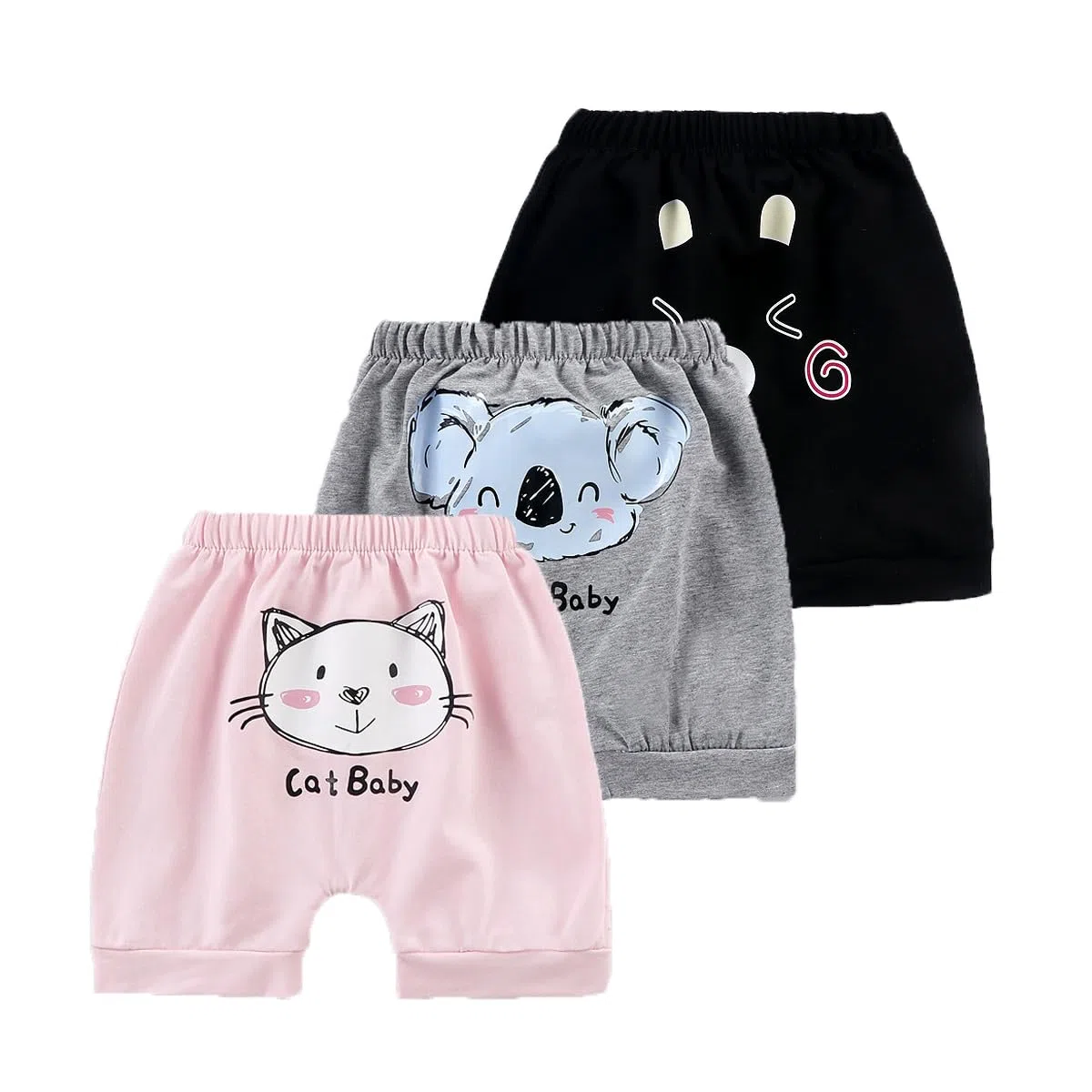 Baby Mädchen Jersey Shorts mit Niedliche Tiermotive Gr.56/62/68/74/80/86/92/98, 3er Mädchen Pumphose Shorts Bloomers Baumwolle Sommershorts Lässige Pumphose Kurze Hosen