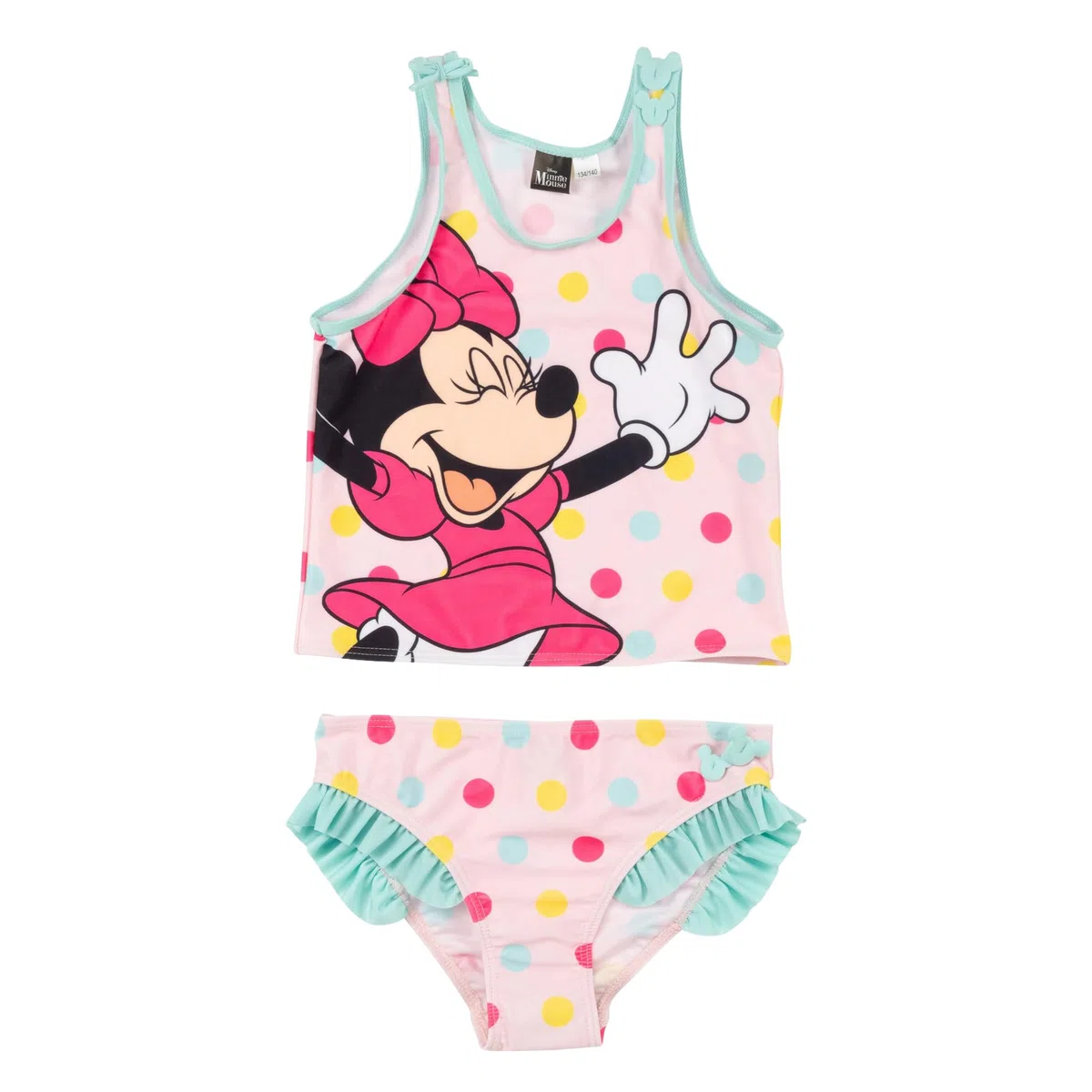 United Labels Disney Minnie Mouse Tankini für Mädchen mit Rüschen, Rosa Türkis, Zweiteiliger Badeanzug, Bademode Kinder