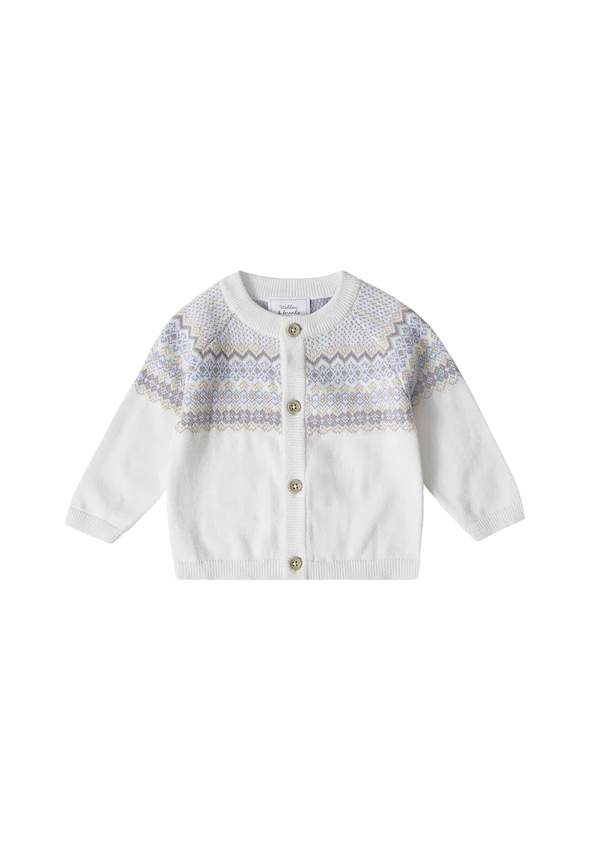 Stellou & friends Baby Cardigan-Strickjacke und Strick-Pullover für Mädchen und Jungen mit Norwegen Muster | Hochwertige Baby-Kleidung aus 100% Baumwolle