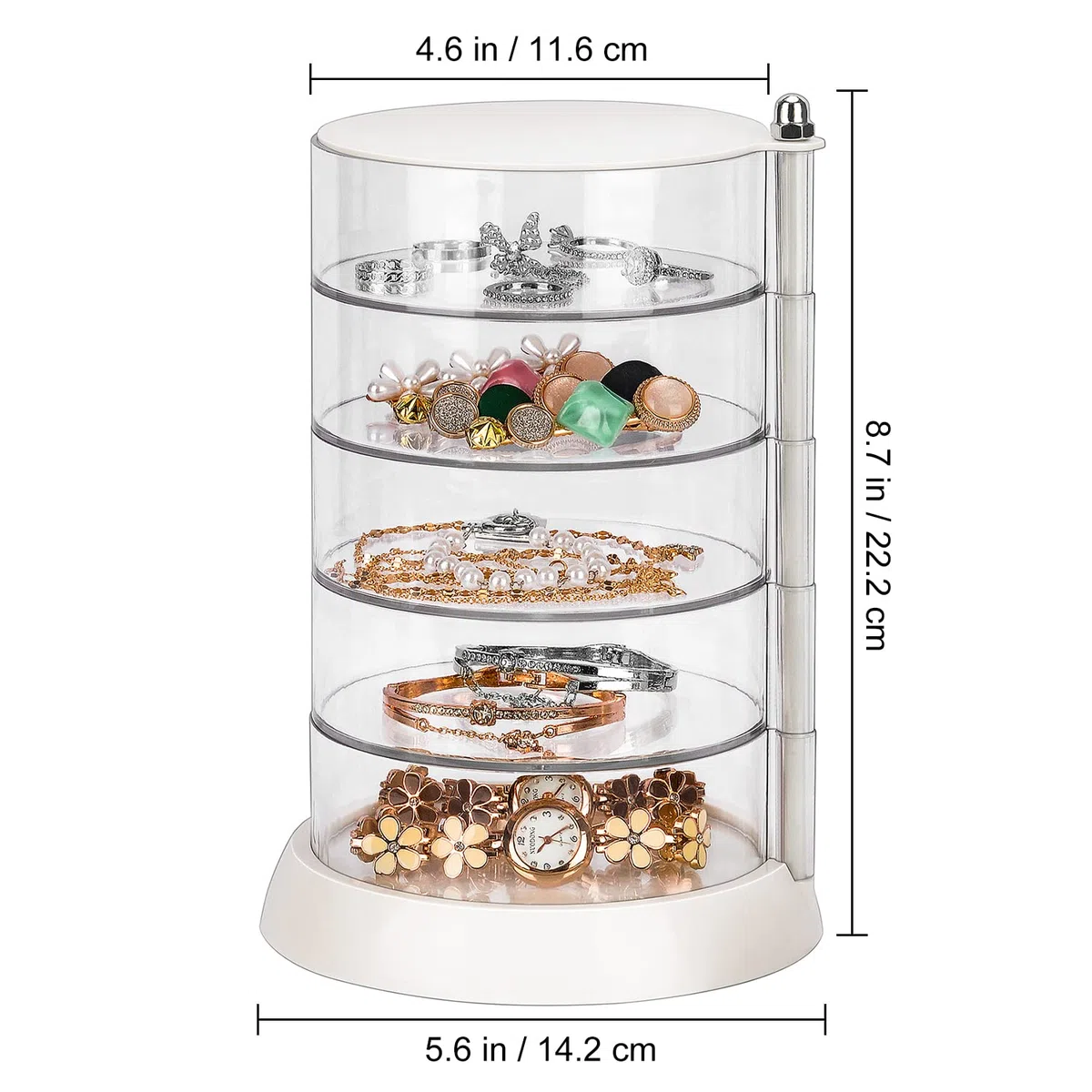 JessLab Haar-Accessoires Organizer, Clear 5-Layer-Acryl-Organisator für Mädchen Haare Binden, klassifizieren Lagerung von Layer-Box für Haar-Accessoires & Armbänder Ringe Armreifen