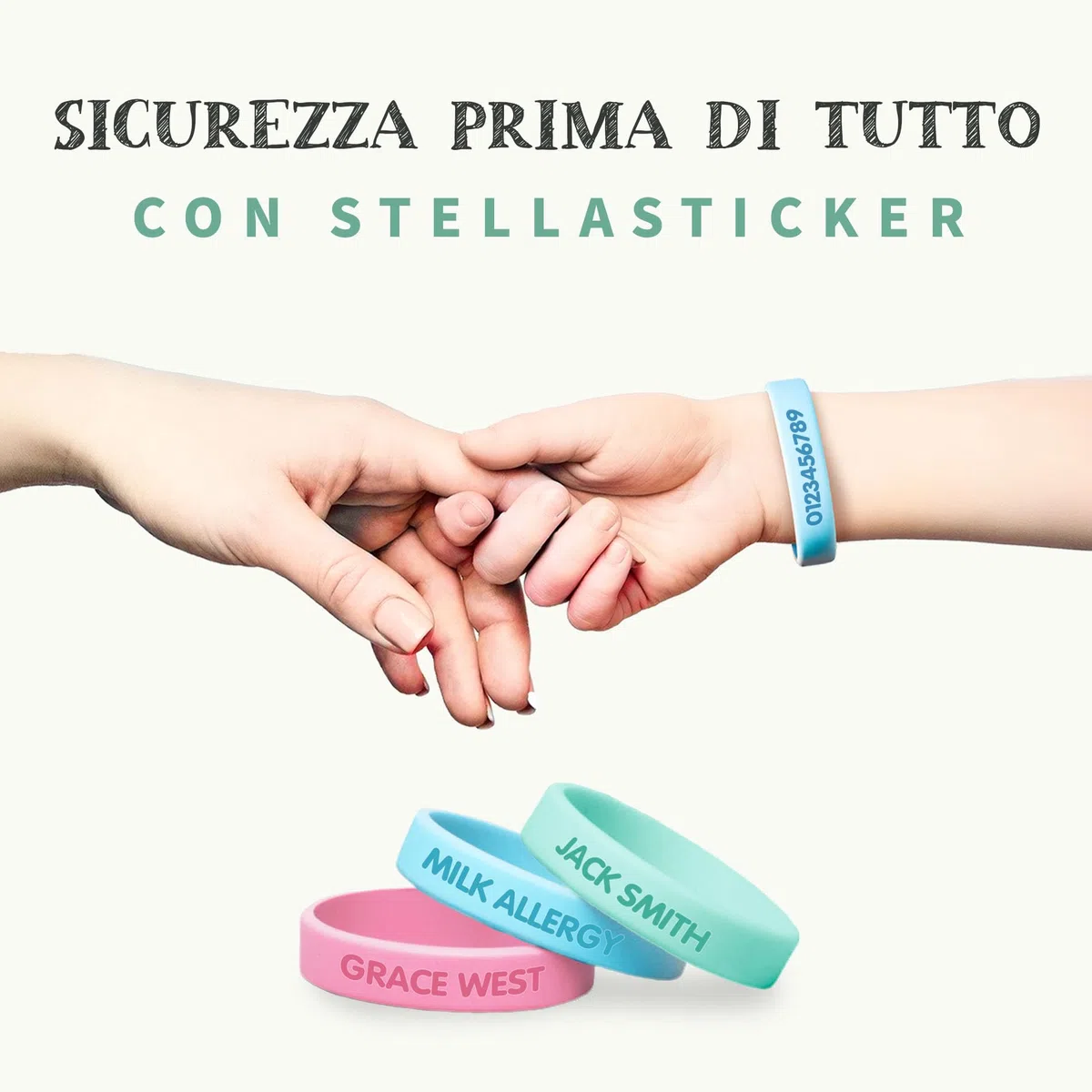 Gutmarkiert – Personalisierbares SOS-Armband für Kinder aus Silikon, graviert mit Name & Telefonnummer – wasserdichtes Notfallarmband für Kinder, besonders langlebig – Farbe wählbar