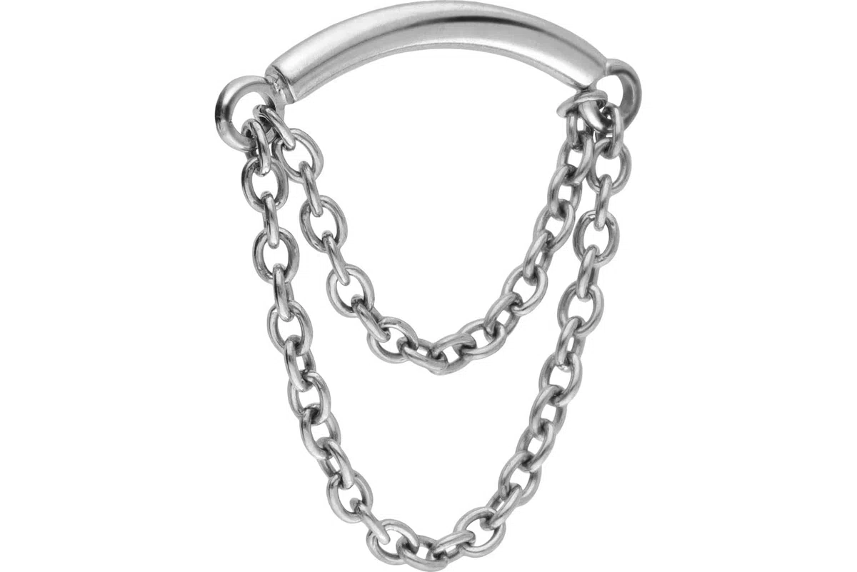 PIERCINGLINE Titan Schraubaufsatz mit Außengewinde BOGEN + 2 KETTEN Piercing Ohr Hidden Helix Farbauswahl
