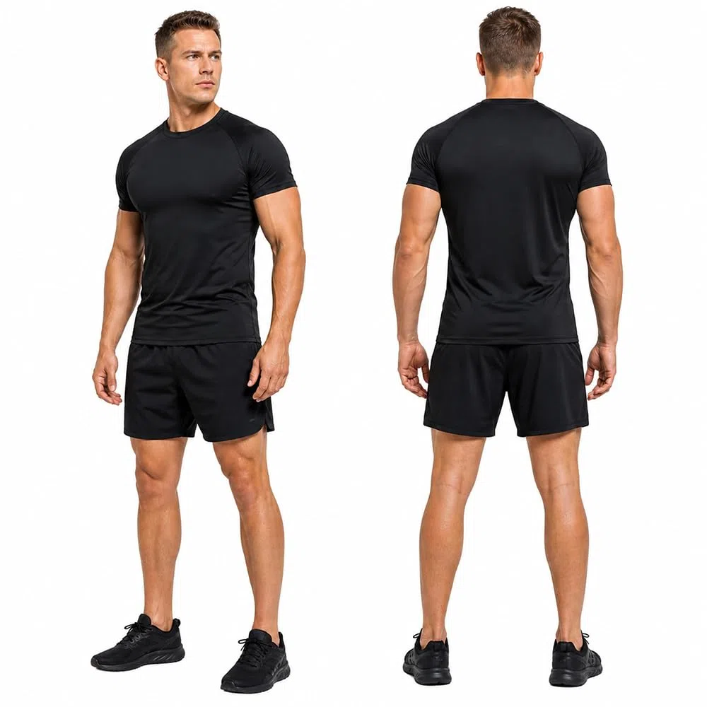 Kompressionsshirt Herren Kurzarm, Atmungsaktives Funktionsshirt Männer, Schnell Trocknendes Laufshirt Sportshirt mit Stretch, Rundhals Muskelshirt für Gym Fitness Running Training