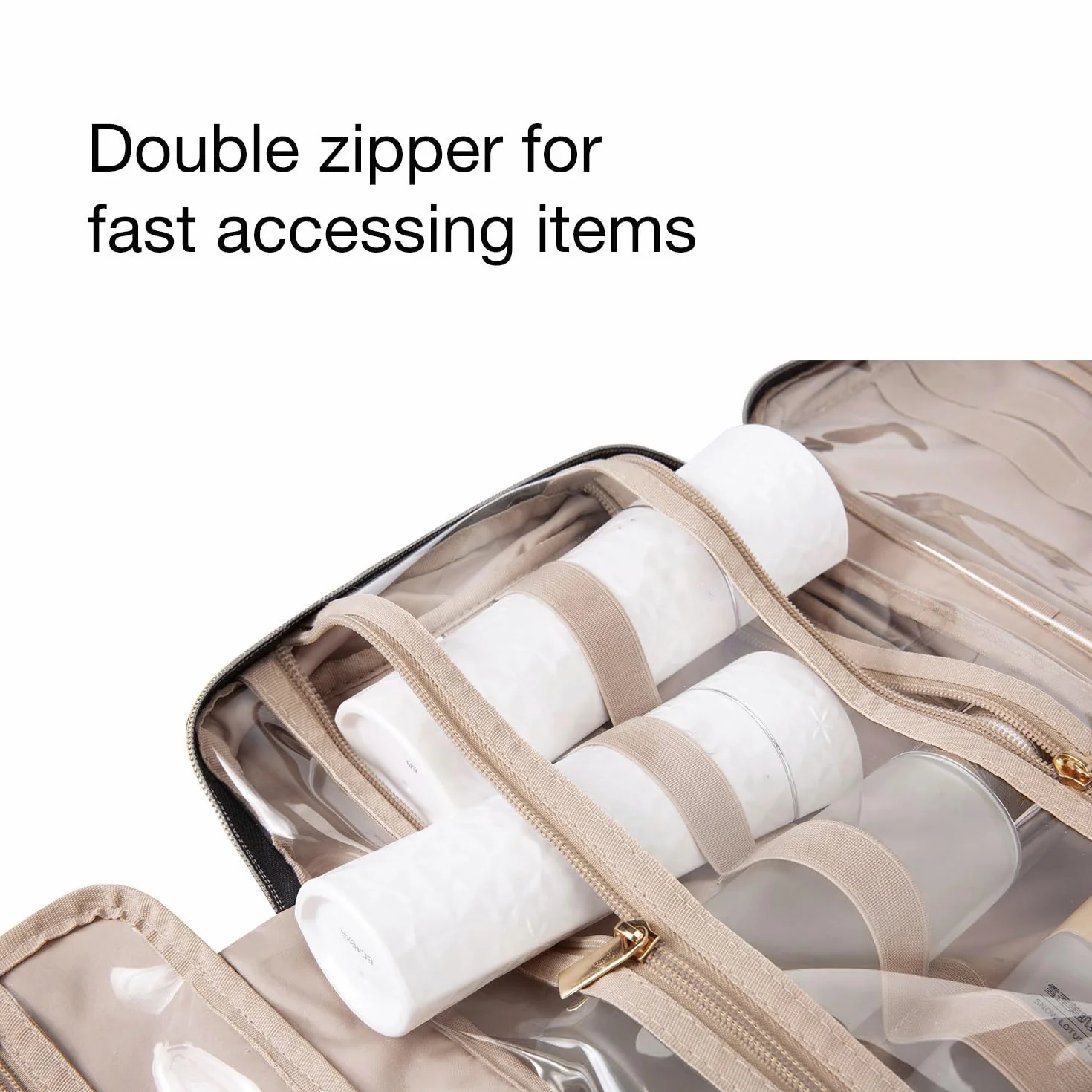 BAGSMART Kulturbeutel kulturtasche Damen, Kulturtasche zum Aufhängen, Toiletry Bag Kosmetiktasche Reise Waschtasche Transparent für Makeup,Toilettenartikel (M-Rosa)