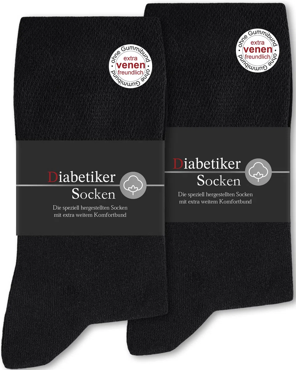 SockWaddles 6 Paar Diabetikersocken ohne Gummibund & ohne Naht 97% Baumwolle, Diabetiker Socken mit Komfortbund Hautfreundlich & Atmungsaktiv baumwollsocken für Damen Herren