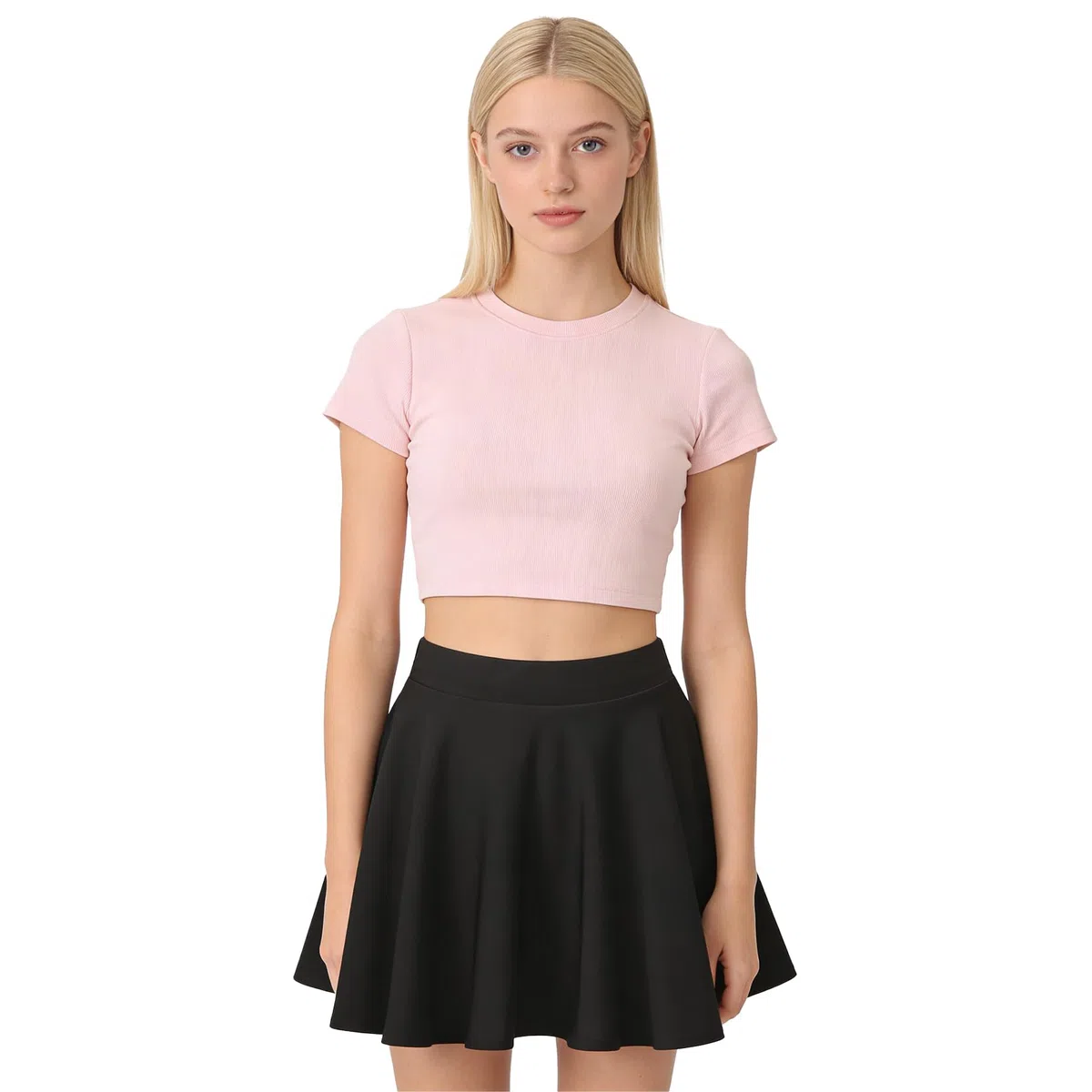 Hoerev Damen-Sportrock, dehnbarer ausgestellter Minirock mit Shorts, elastischer Bund mit Taschen
