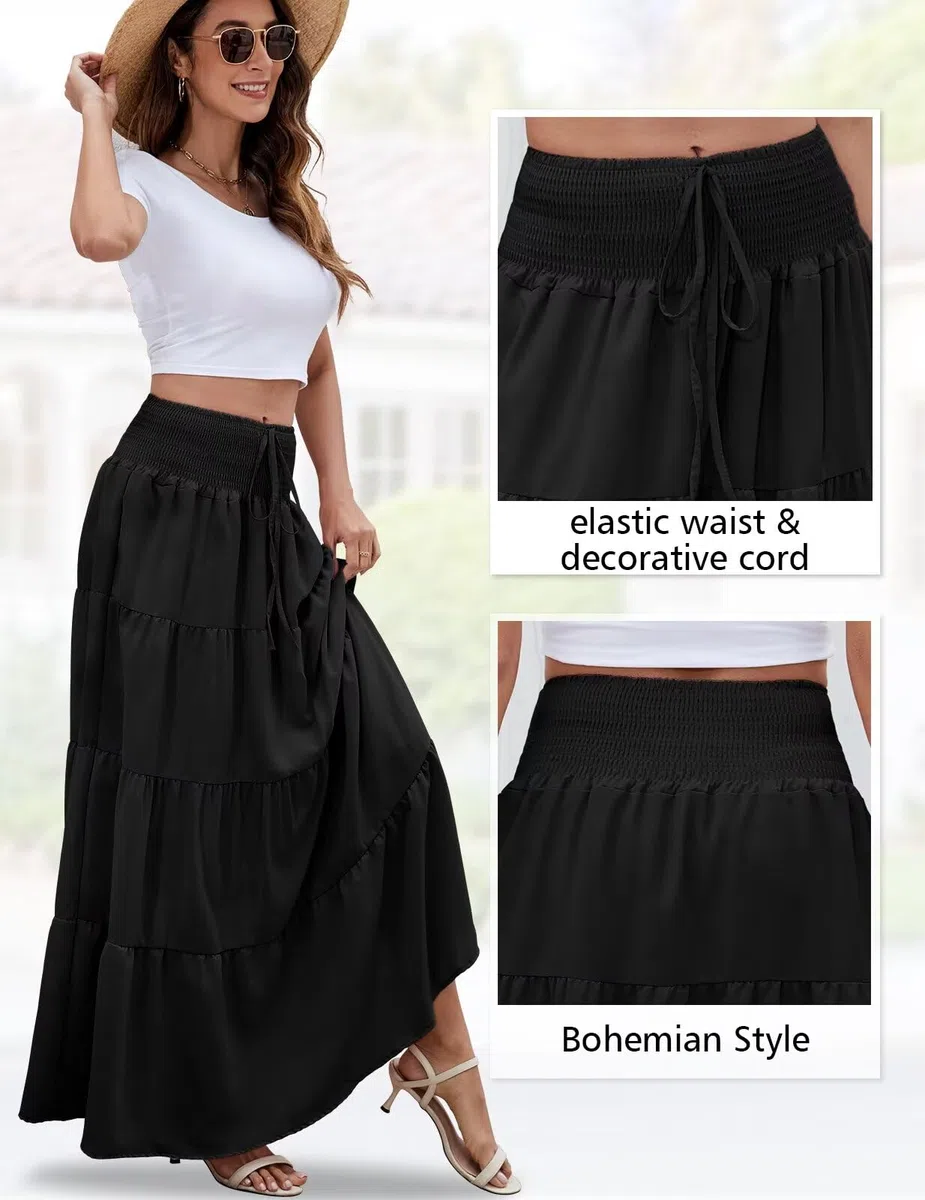 Rock Lang Damen 2 in 1 Sommerrock Elastische Taille und Elegante Strandrock Geeignet für Lässige Strandszenen S-XXL