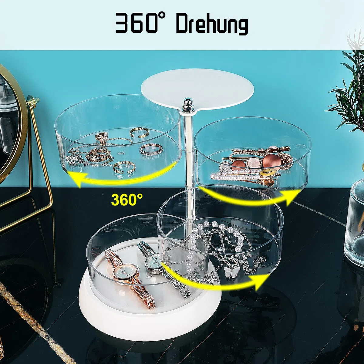 JessLab Haar-Accessoires Organizer, Clear 5-Layer-Acryl-Organisator für Mädchen Haare Binden, klassifizieren Lagerung von Layer-Box für Haar-Accessoires & Armbänder Ringe Armreifen