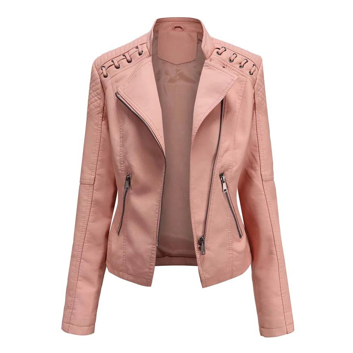 Damen Hemd Jacke – Damen Motorjacke Mantel Zip Biker Kurz Punk Tops Kurzmantel Check