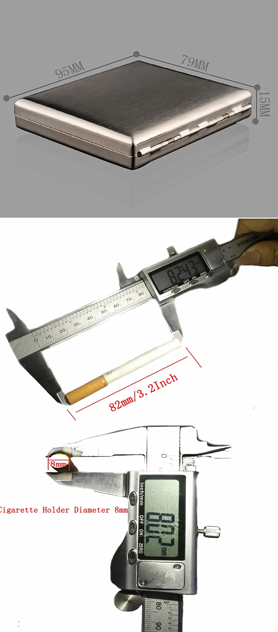 High-Grade Edelstahl Zigarettenetui, Nickel Überzug Wire Drawing, hält 20 Zigaretten. (Mit Marken-Geschenk-Box)