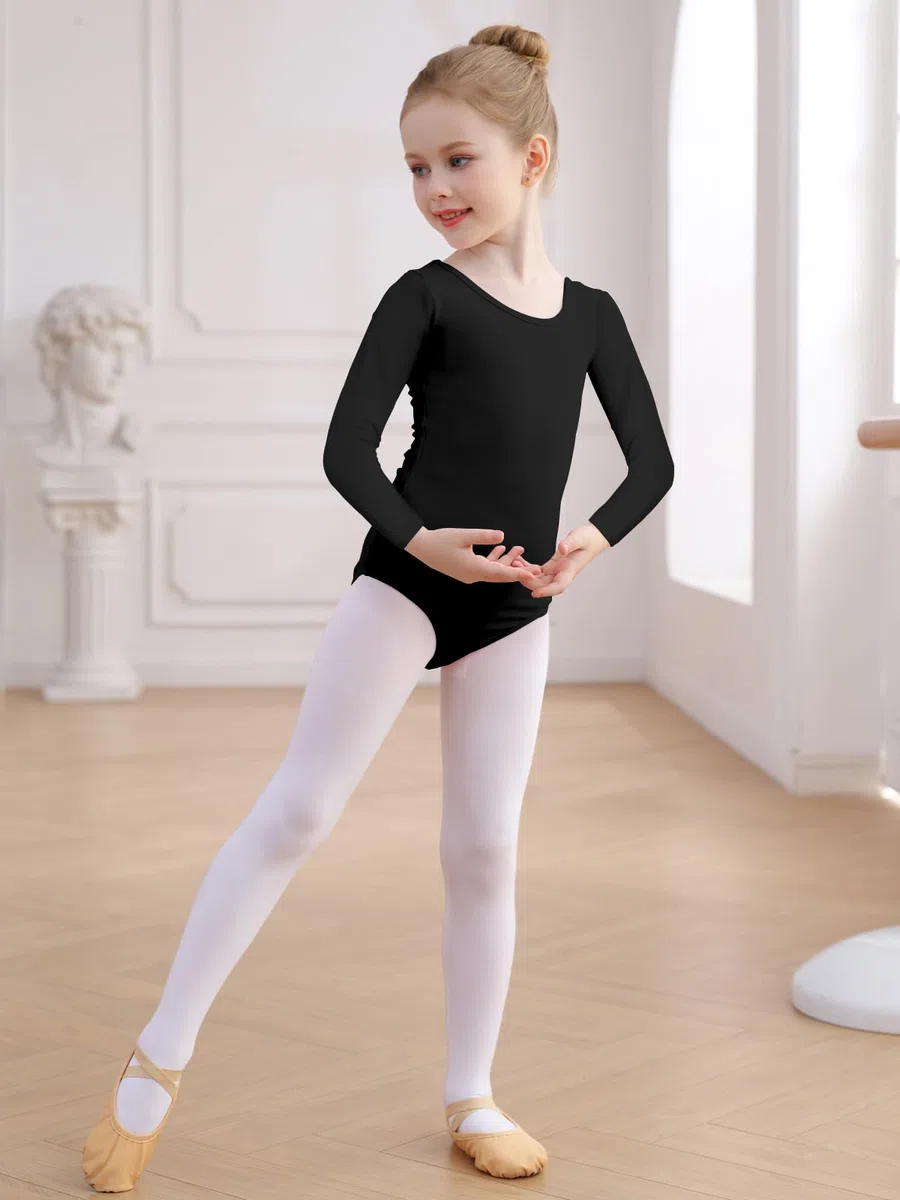 Ballettanzug Mädchen Ballett Trikot Baumwolle Langarm Ballett Body TanzBody Turnanzug Gymnastikanzug für Kinder Damen Größe 110-160