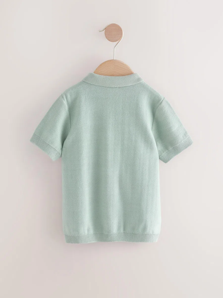NEXT Jungen Standard Kurzärmeliges Strick-Poloshirt mit Stickerei 62-122