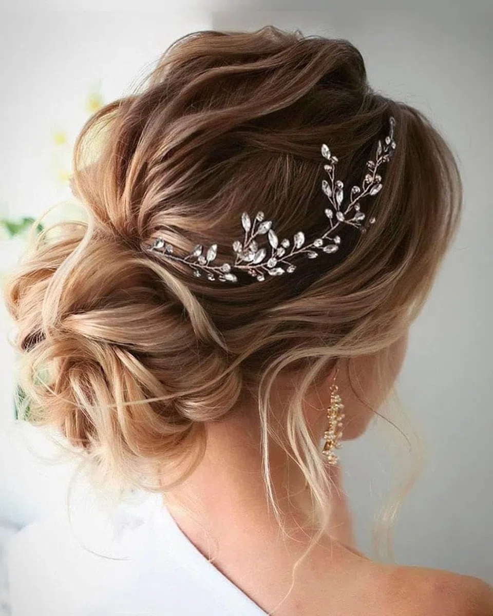 Prosy Braut Hochzeit Haar Reben Braut Crystal Headband Strass Headpieces Haarschmuck für Frauen und Mädchen (Gold)