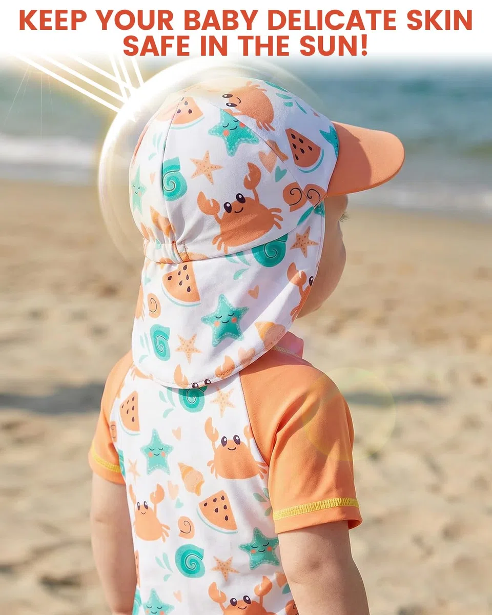 WYTbaby Baby Badeanzug Zweiteile Uv Kleidung Baby Kurzärmel Uv Schutzkleidung für Baby Junge Mit Sonnenhut