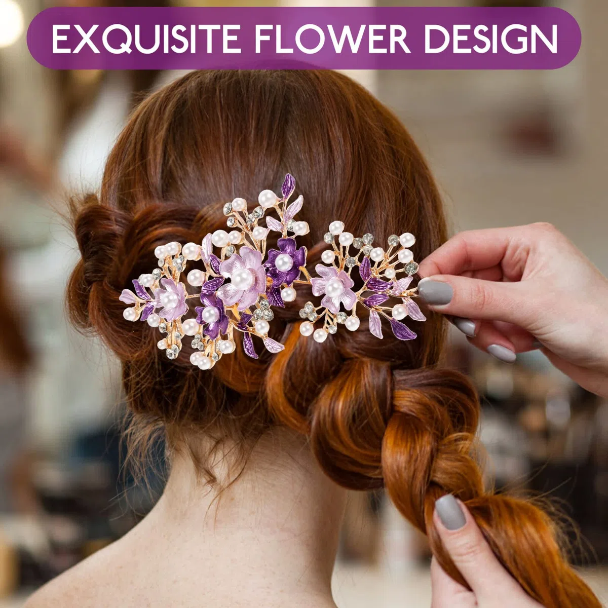 Kichvoe Braut Haarkamm Mit Perlen Und Floralen Blumen Eleganter Seitenkamm Für Hochzeit Leichtes Haarschmuck Zubehör Für Brautjungfern Und Festliche Anlässe 6.10X2.76X0.39 Zoll