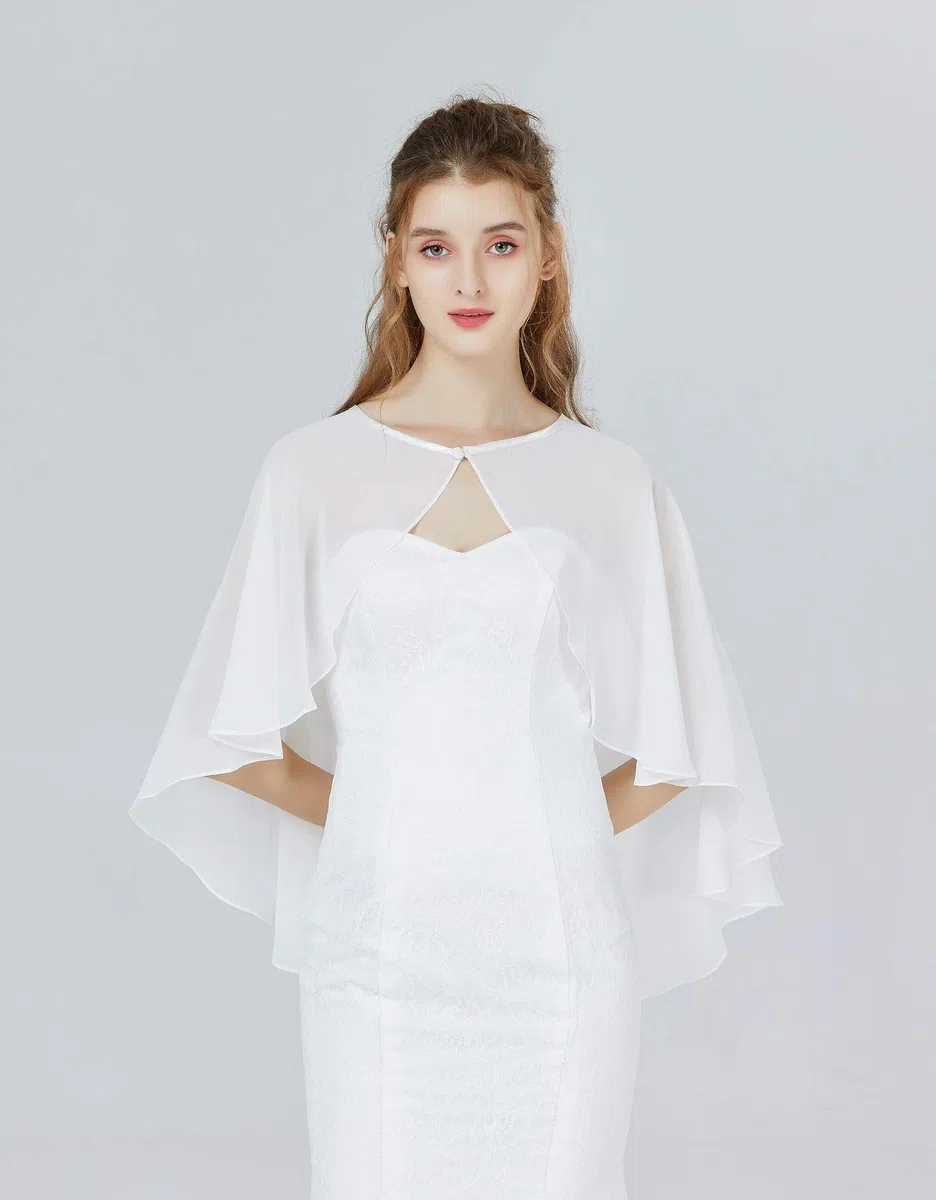 BEAUTELICATE Chiffon Stola Damen Festlich Chiffon Schal Cape Bolero Strickjacke für Hochzeit Braut Abendkleid Brautkleid Sommer