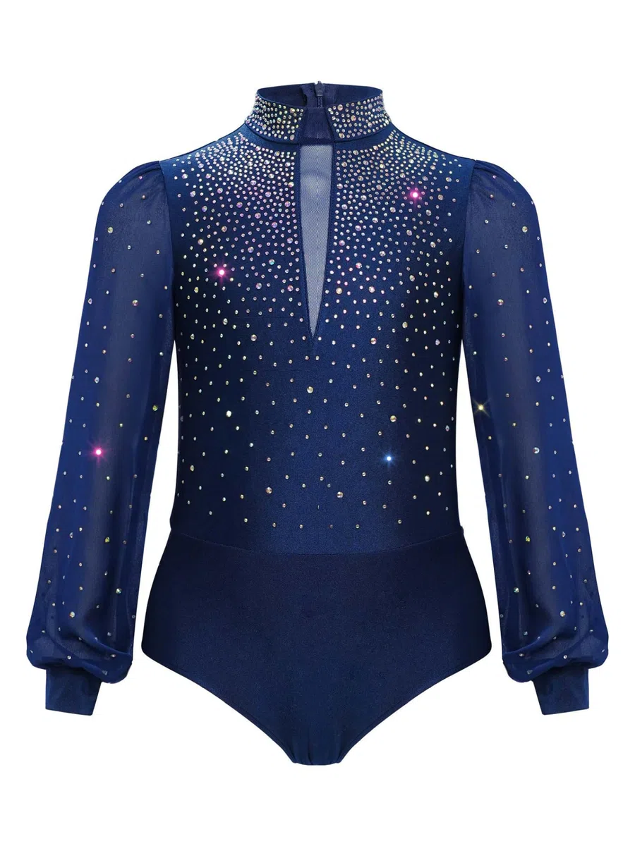 Jungen Kind Gymnastikanzug Ballettanz Latin Dance Strass Outfit Eiskunstlauf Wettbewerb Aufführung