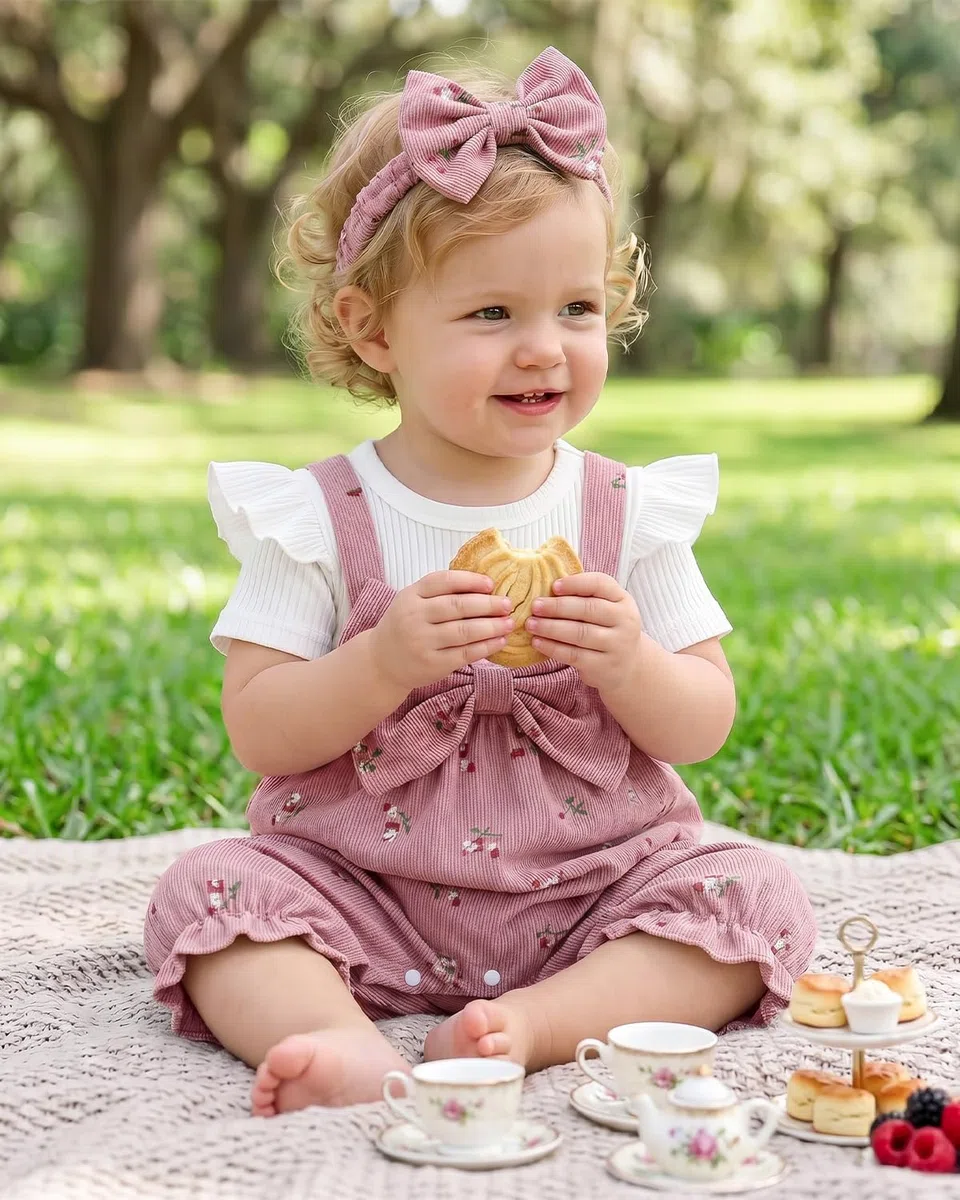 WYTbaby Baby Mädchen Kleidung Strampler Langarm Jumpsuit mit Blumen und Schleife Outfits Frühling Herbst Bekleidungssets für 1-18 Monate