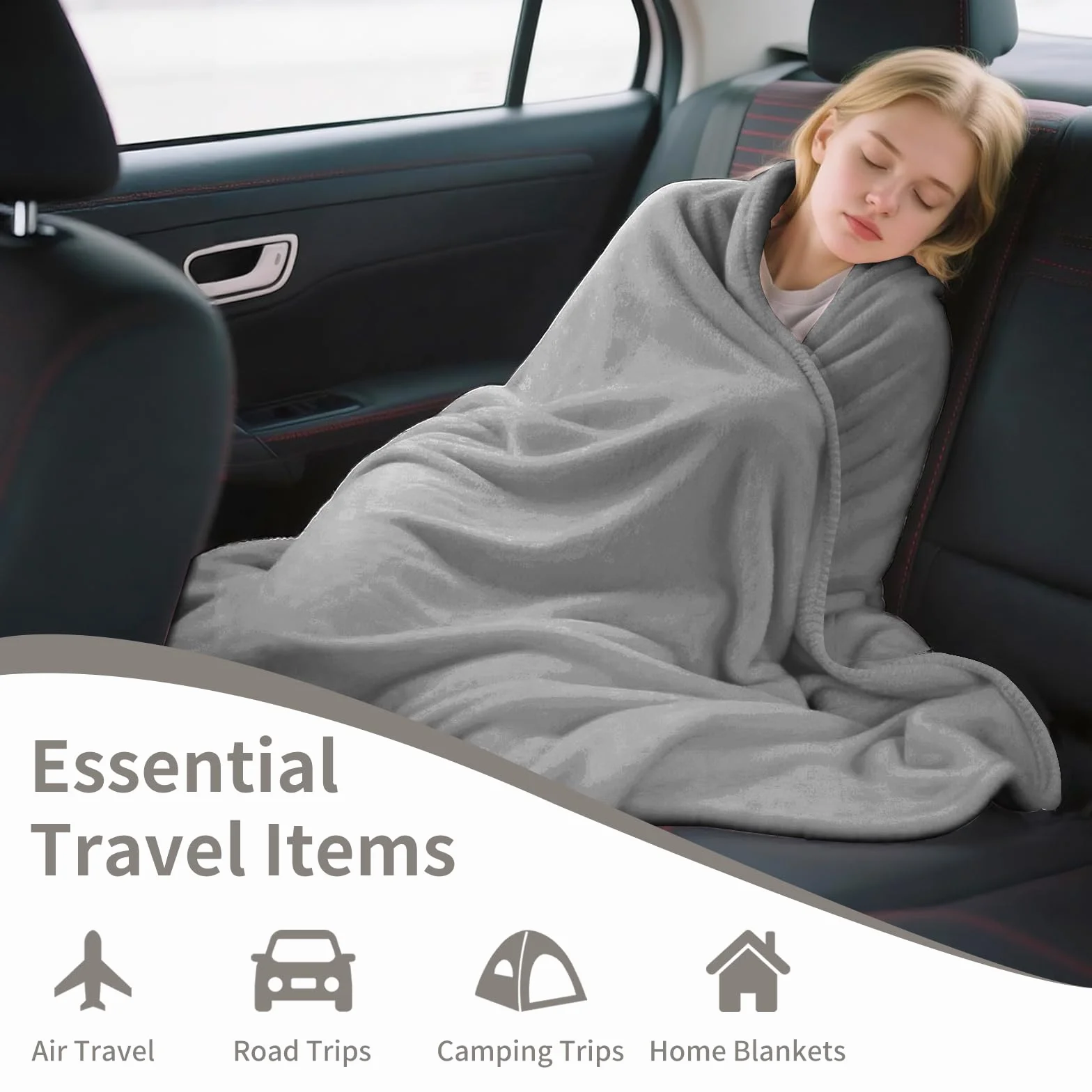 2 in 1 Reisedecke Ultraleicht Warm Reise Decke Flugzeug Kissen Campingdecke zum Schlafen Weiche Warme Reisedecke für Flugzeug,Auto Reisezubehör Gadgets Flugzeugdecke für Frauen,Männer,Kinder