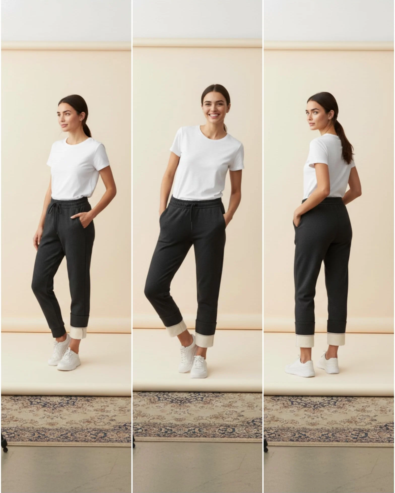 Damen Thermo Jogginghose Gefüttert – Sweatpants & Winterhose mit Fleece, Hohe Taille, Taschen – Warme Sport- & Freizeithose (-10℃ bis 15℃)
