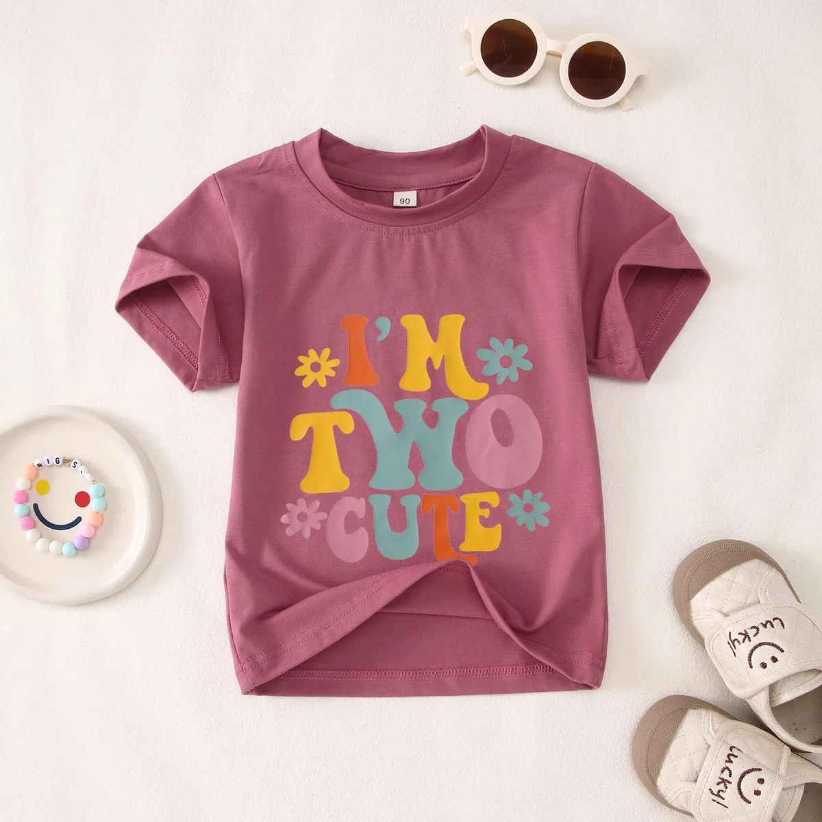 2. Geburtstag T-Shirt für Mädchen “I'm Two Cute” Drucker Shirt Zweiter Geburtstags Shirts Geburtstagsfeier Kleidung Sommer Kurzarm Top Weiches Rundhals Tshirt 2 Jahre Kinder Outfi