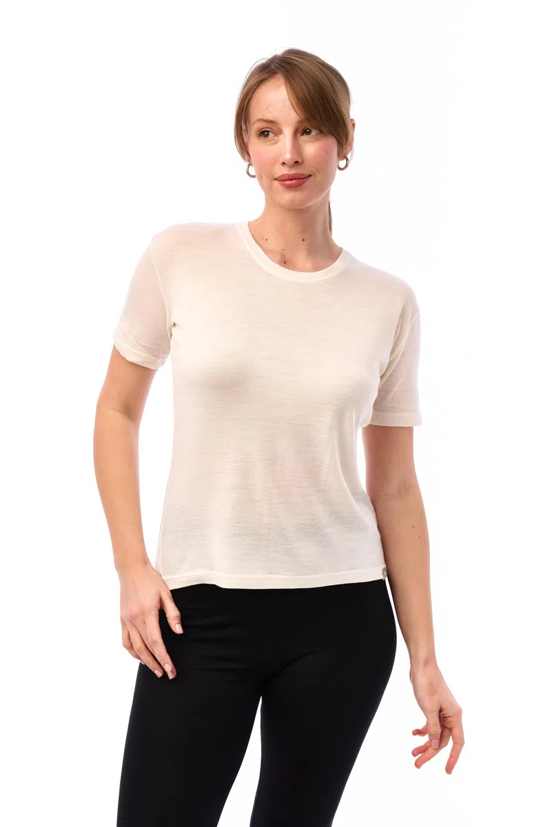 Merino Damen Sport Shirt (M, White Off)