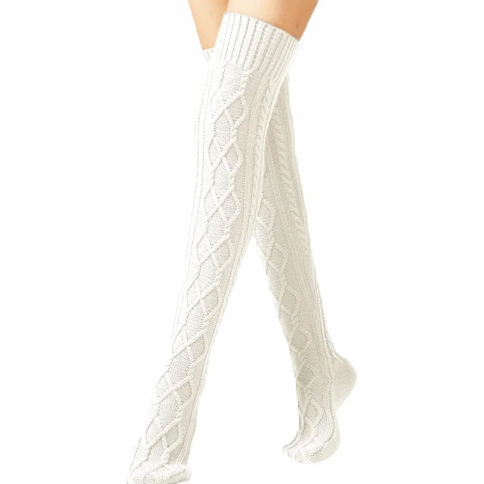 YAMEE Kniestrümpfe Damen Overknee Winter Strick Strümpfe, Beinwärmer für Damen Gestrickt, Stiefelstrümpfe Legwarmers für Damen Beinstulpen 1 Paar