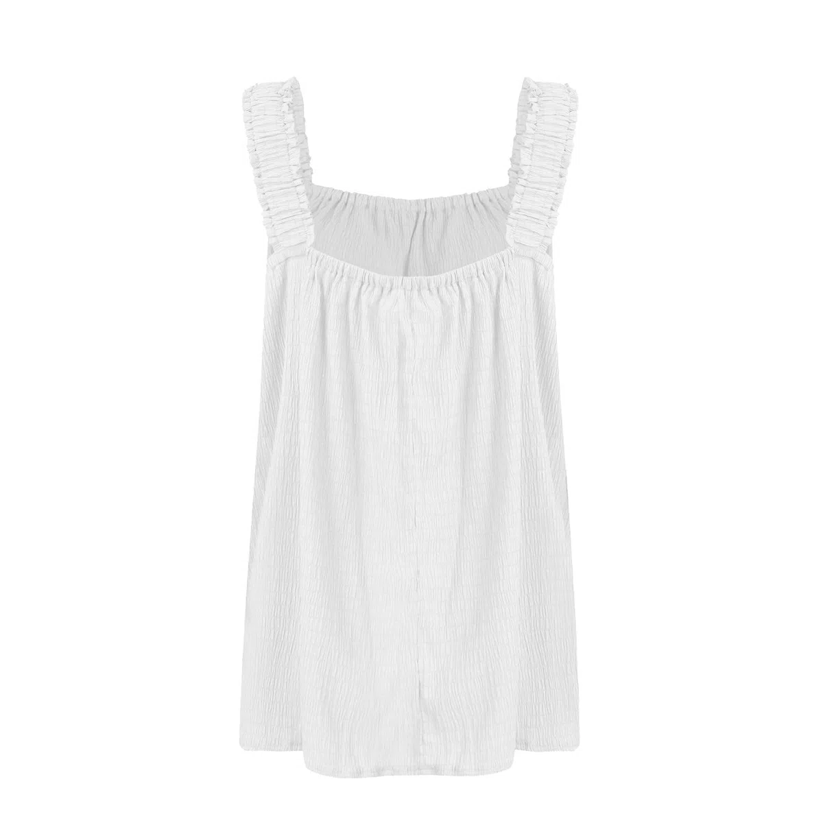 Damen Tanktop Breite Träger Elegant Einfarbig Rückenfrei Quadratischem Kragen Trägertop Camisole Sommer Casual Ärmellose Plissee Crop Tops Korsett Top Loose Fit Tank T-Shirt