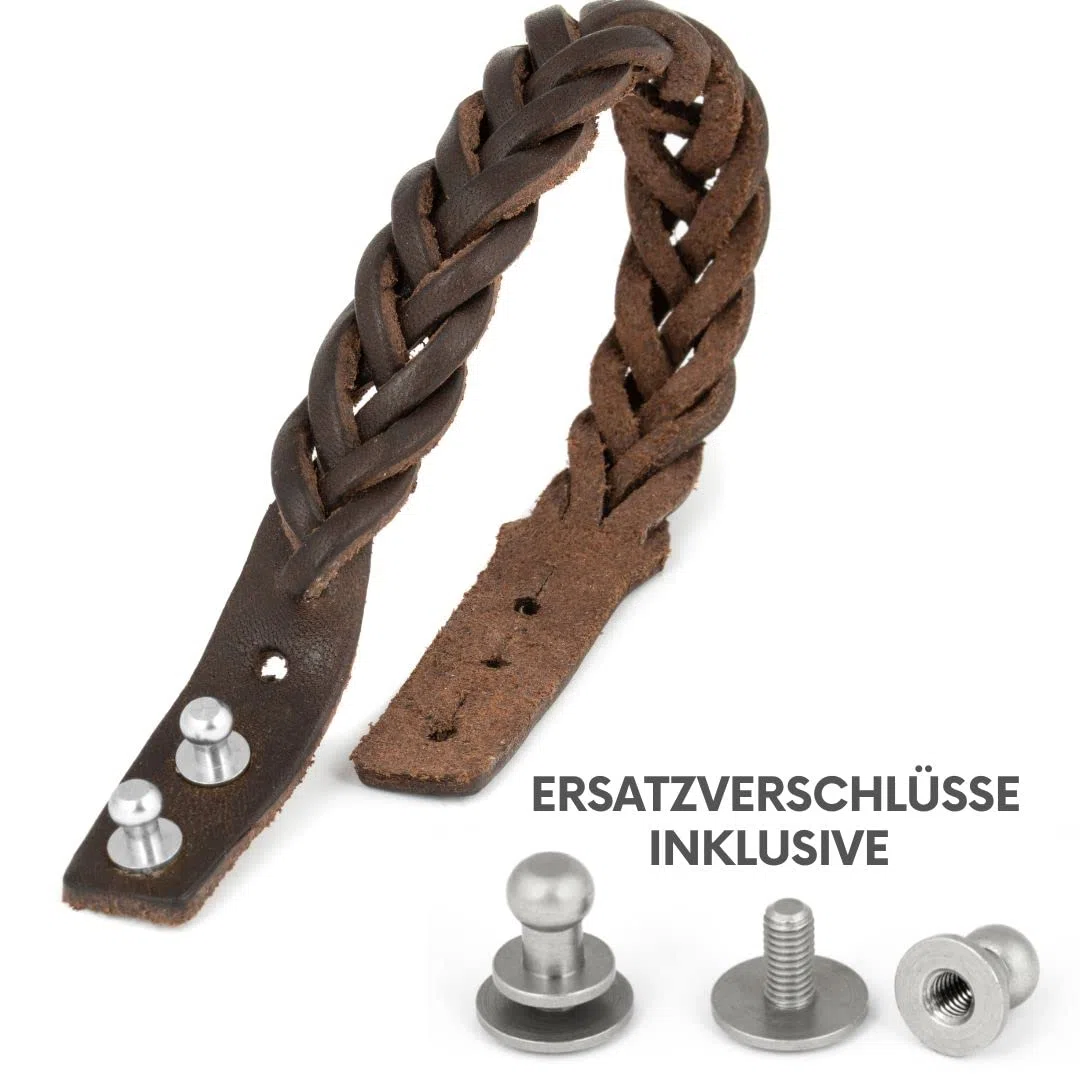 Simaru Lederarmband Herren, echtes Leder pflanzlich gegerbt, Geflochtenes Herrenarmband, Armband für Männer größenverstellbar & robust