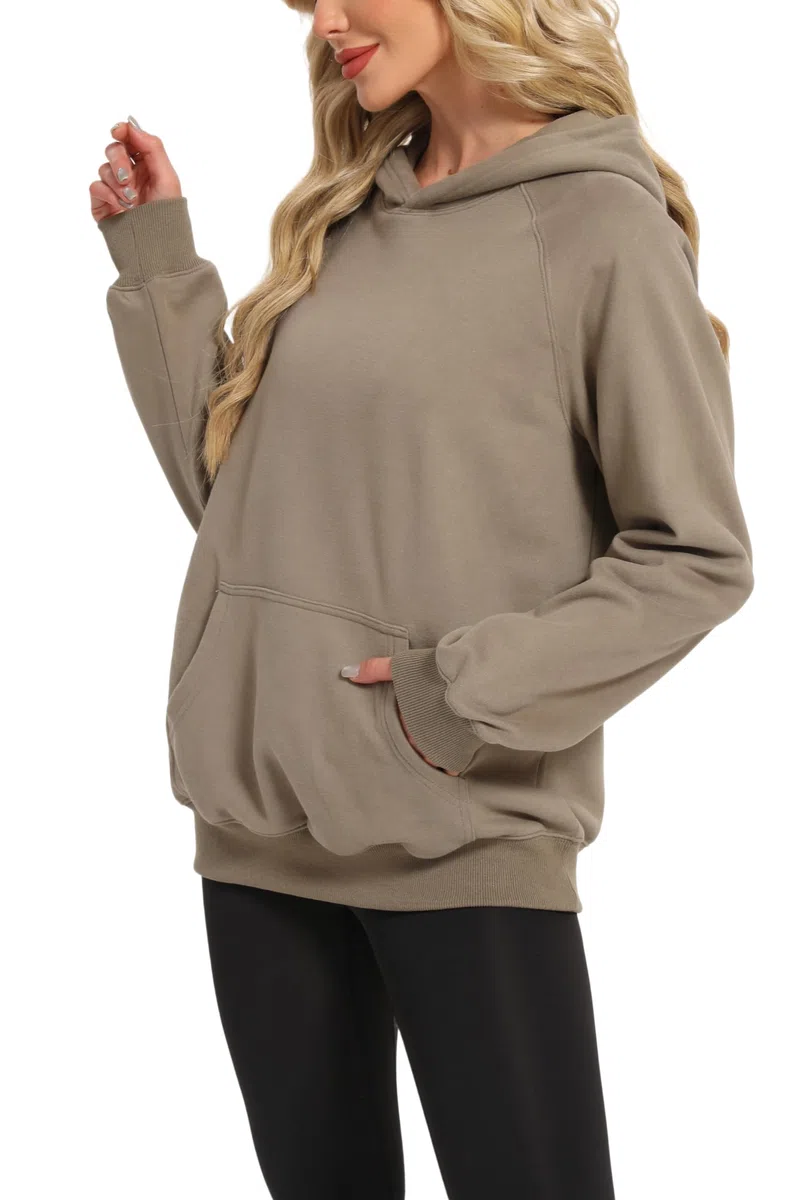 Timuspo Hoodie Damen Oversize Bequeme Baumwolle Pullover Casual Kapuzenpullover Einfarbig Basic Hoody Langarm Sweatshirt mit Kapuze Fashion Oberteile Herbst