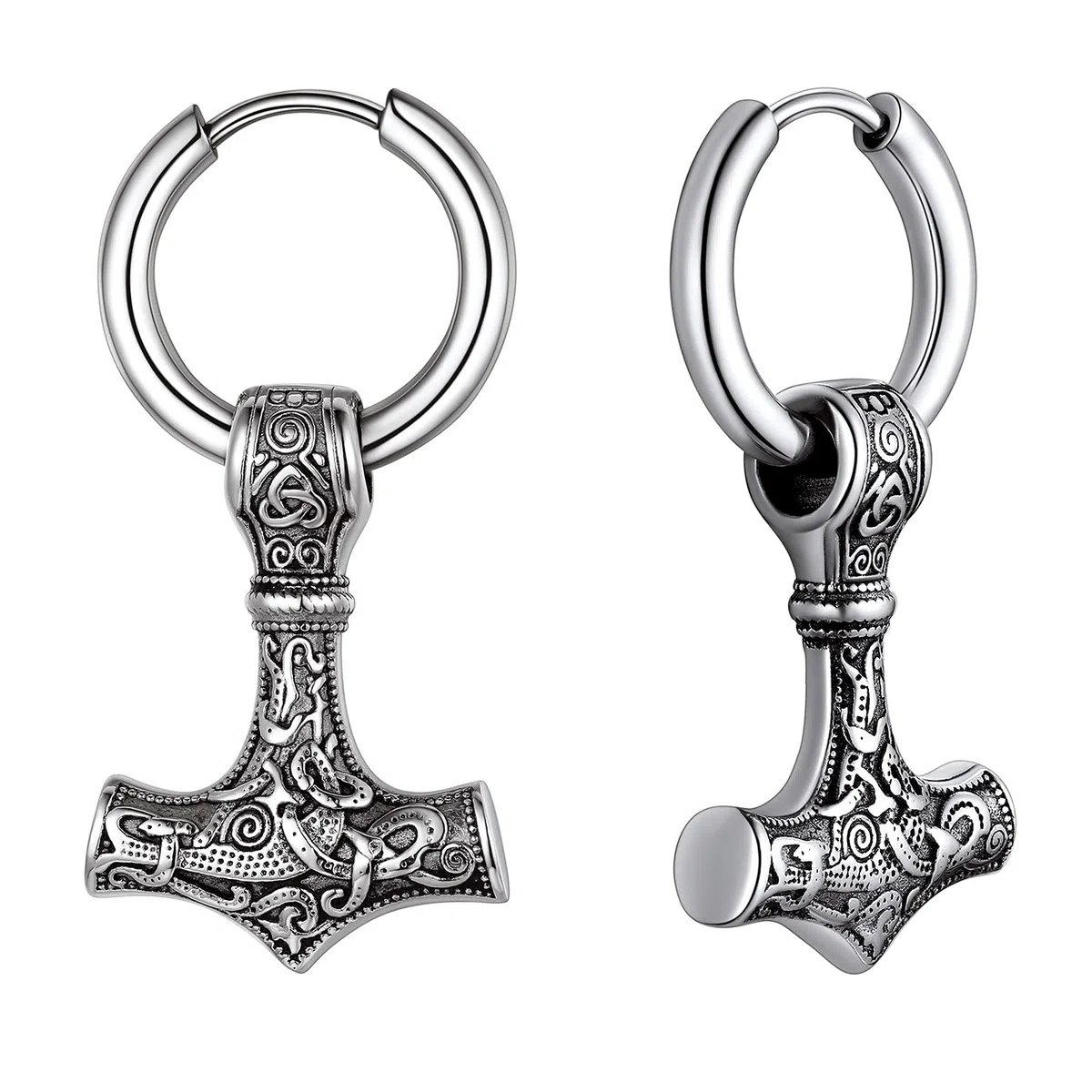 FaithHeart Wikinger Ohrring für Herren, Viking Stil Mjölnir Ohrhänger für Damen, Wikinger Axt Ohrschmuck, Hängende Pfeil Ohrstecker mit Geschenkebox für Ihnen und Geliebte