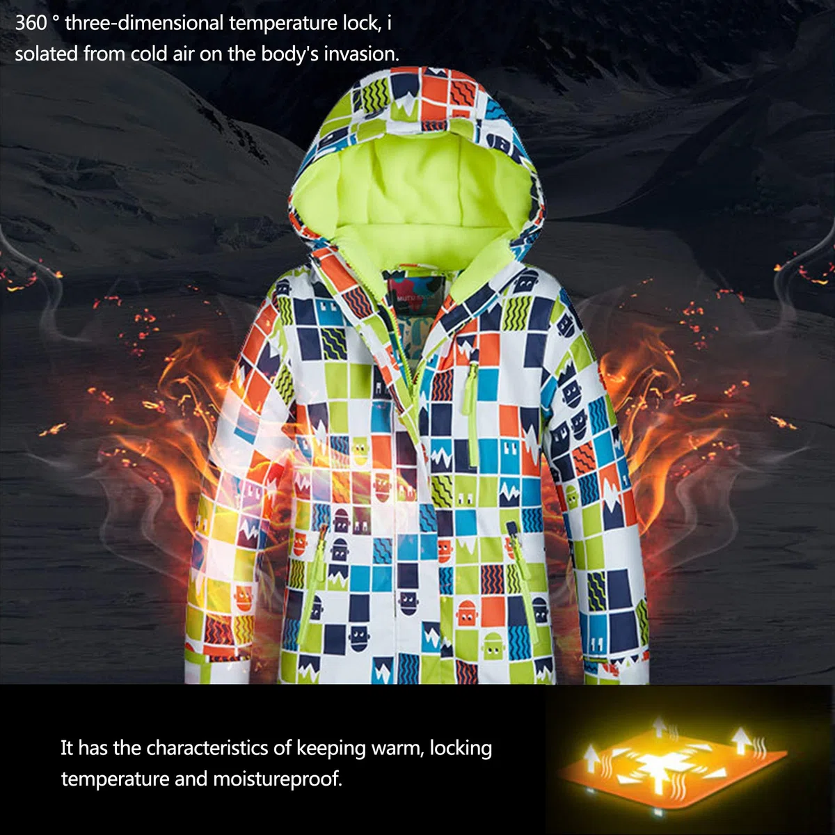 Kinder-Skijacke und Hosen-Set,Kinder Skianzug Mädchen Integrierter Schneefang Fleece gefüttert,für Snowboarden im Winter