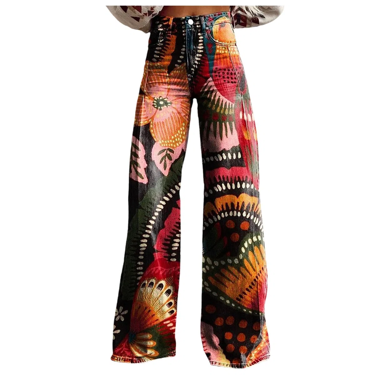 Jeanshose Damen Baggy, Jeanshose High Waist Harajuku Denim Hose Loose Gerades Bein Jeans Hosen Used-Look Modern Freizeithosen Komfort Lang Casual Hosen Streetwear Women