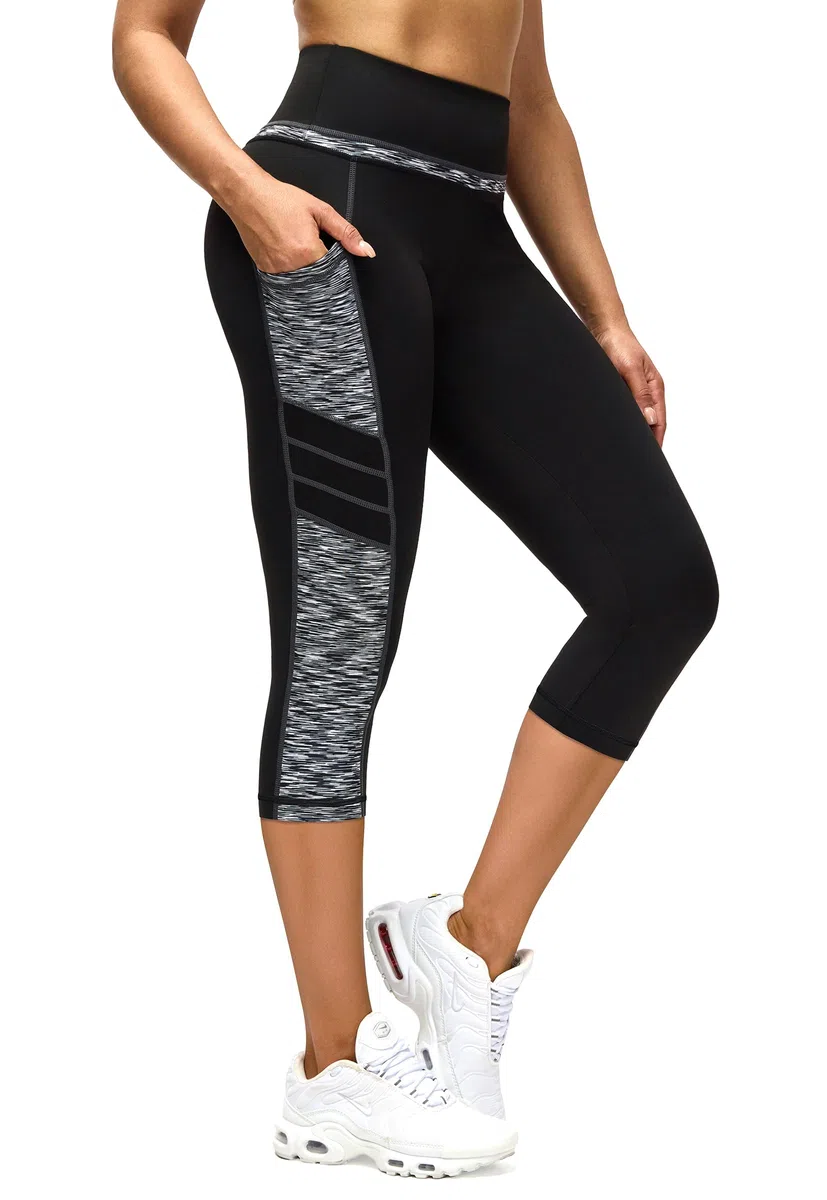 Sporthose Damen 3/4 mit Tasche,Blickdicht Leggings Damen Jogginghose Damen Fitnesshose
