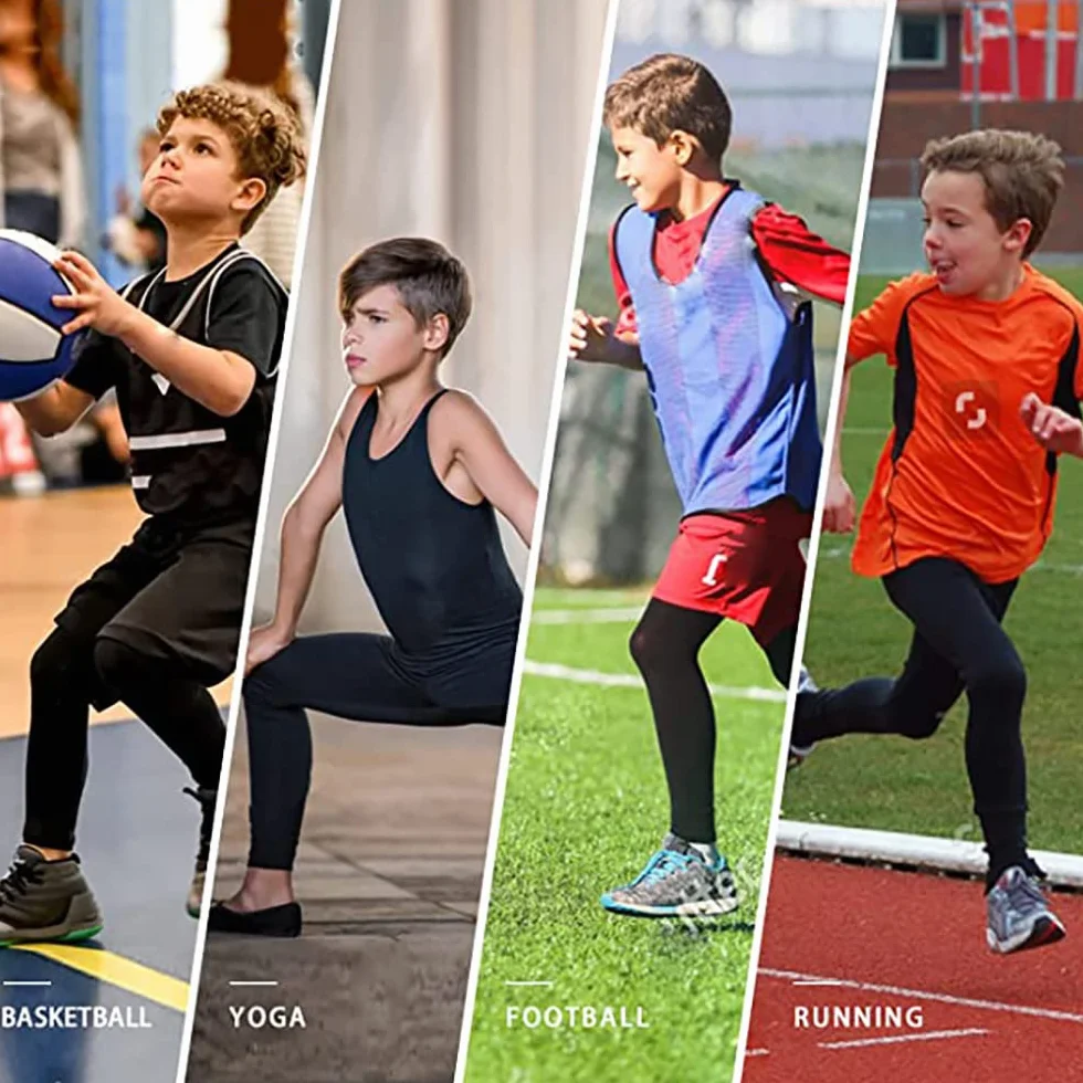 Echinodon Kinder Sportunterwäsche Fußball Junge Funktionsunterwäsche Set Kompressionsshirt + Kompressionshose Kompressionsunterwäsche für Training Skifahren Radsport