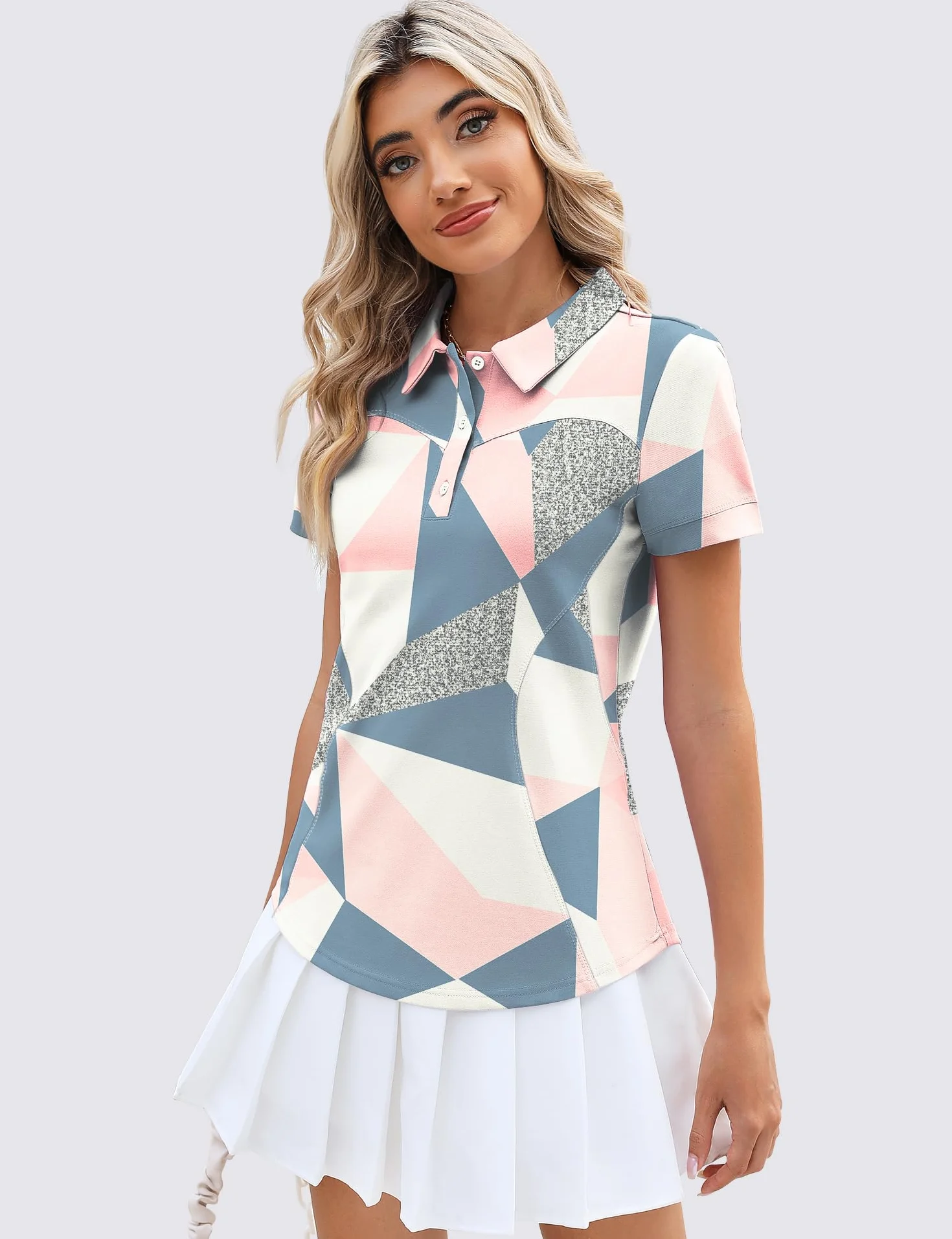 IECCP Poloshirts für Damen Kurzarm Polohemd Schnelltrocknend Golf Tennis Shirts Leicht Atmungsaktiv Tops Workout Sommershirts