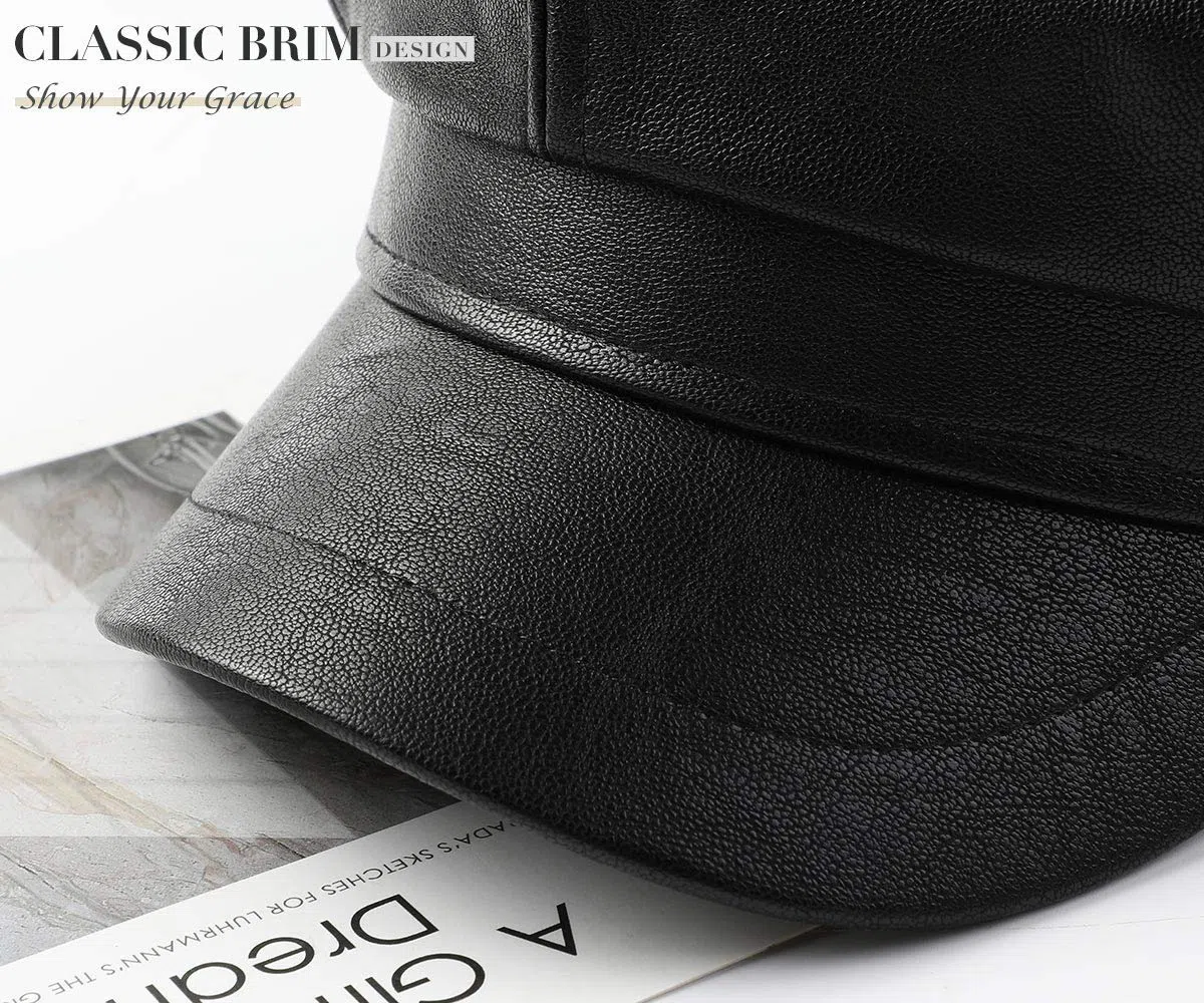 Genfien Baskenmütze, klassisch, einfarbig, französisch, für Damen, Newsboy-Mütze, Becher, Jungen, Kunstledermützen für Damen