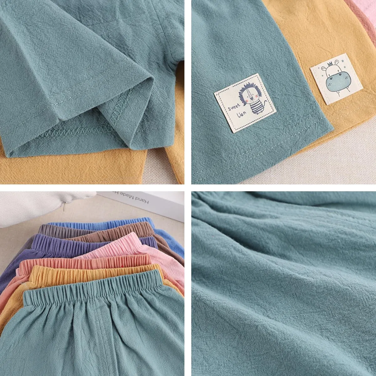 4er-Pack Baby Kinder Mädchen Jungen Shorts Baumwolle Leinen Sommer Kurze Hosen 6 Monate-5 Jahre Leichte Atmungsaktive Sommerhose Einfarbige Lässige Kurze Hosen Gr. 74/80/86/98/104/116