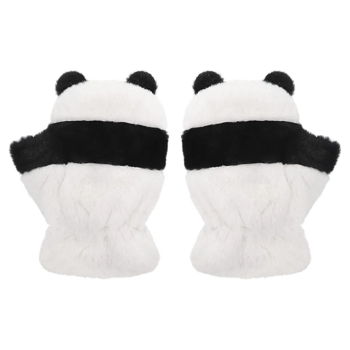 TINAYAUE Damen Winter Plüschhandschuhe Halbfingerhandschuhe Mädchen Süße Panda Handschuhe Kälteschutz Fingerlose Handschuhe für Fitness, Sport, Schreiben